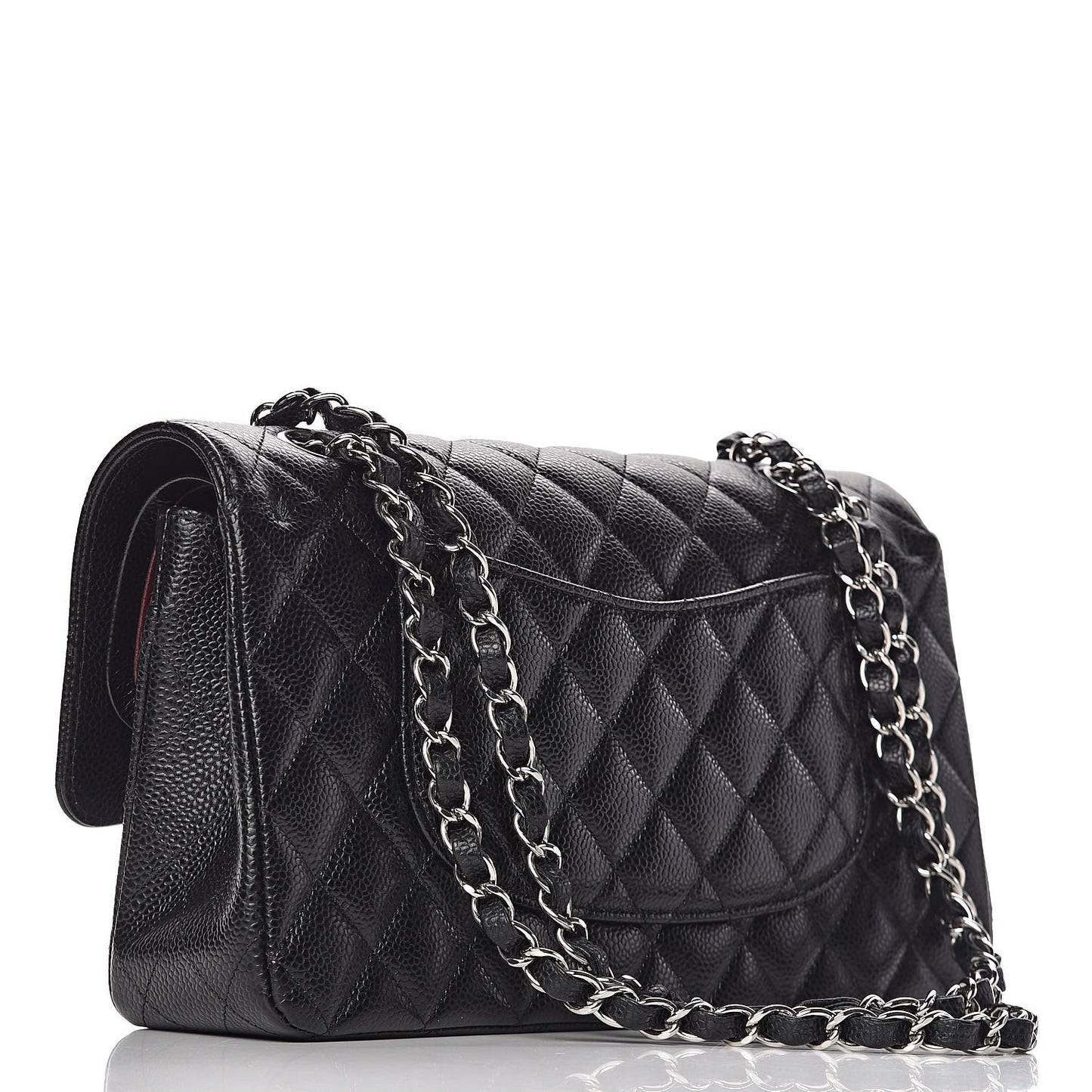 Caviar Quilted Medium Double Flap Black