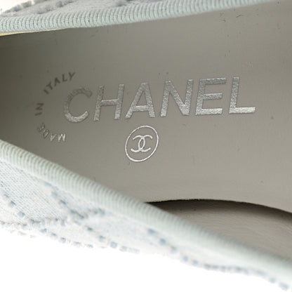 Chanel Denim Embroidered Grosgrain CC Cap Toe Ballerina Flats 37.5 Light Blue Black 8 of 9