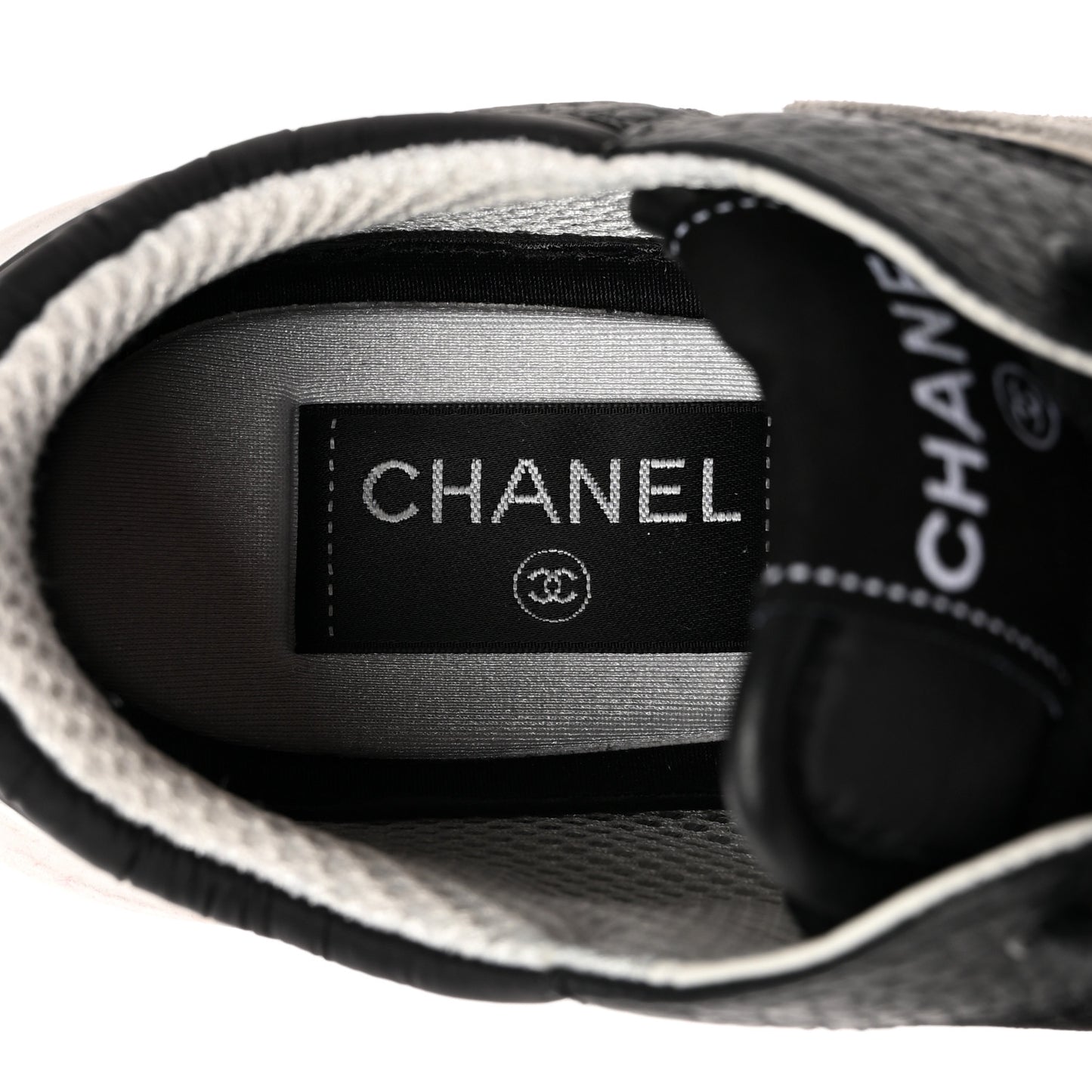 Calfskin Mesh Lycra Suede Womens Logo Sneakers 37 Black