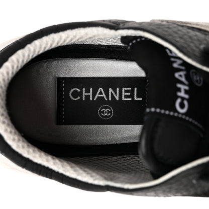Chanel Calfskin Mesh Lycra Suede Womens Logo Sneakers 37 Black 6 of 11