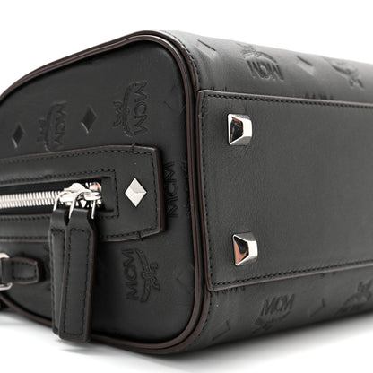 MCM Calfskin Ottomar Monogram Essential Boston Bag Black 9 of 10