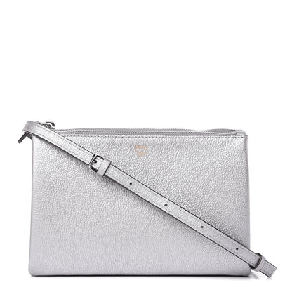 MCM Grained Calfskin Milla Double Crossbody Bag Spike Silver 1 of 6