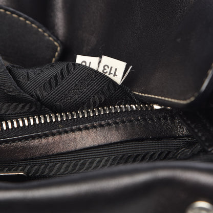 Prada Tessuto Nylon Vitello Foldover Pushlock Satchel Black 7 of 10