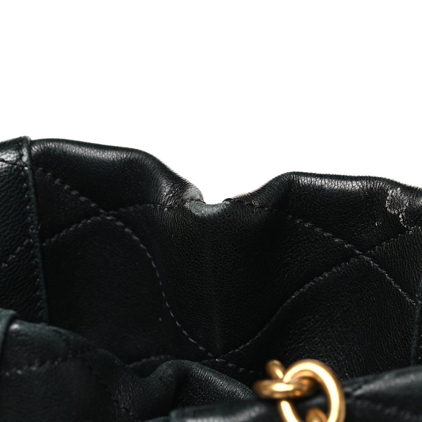 Lambskin Quilted Le Maillon Bucket Bag Black