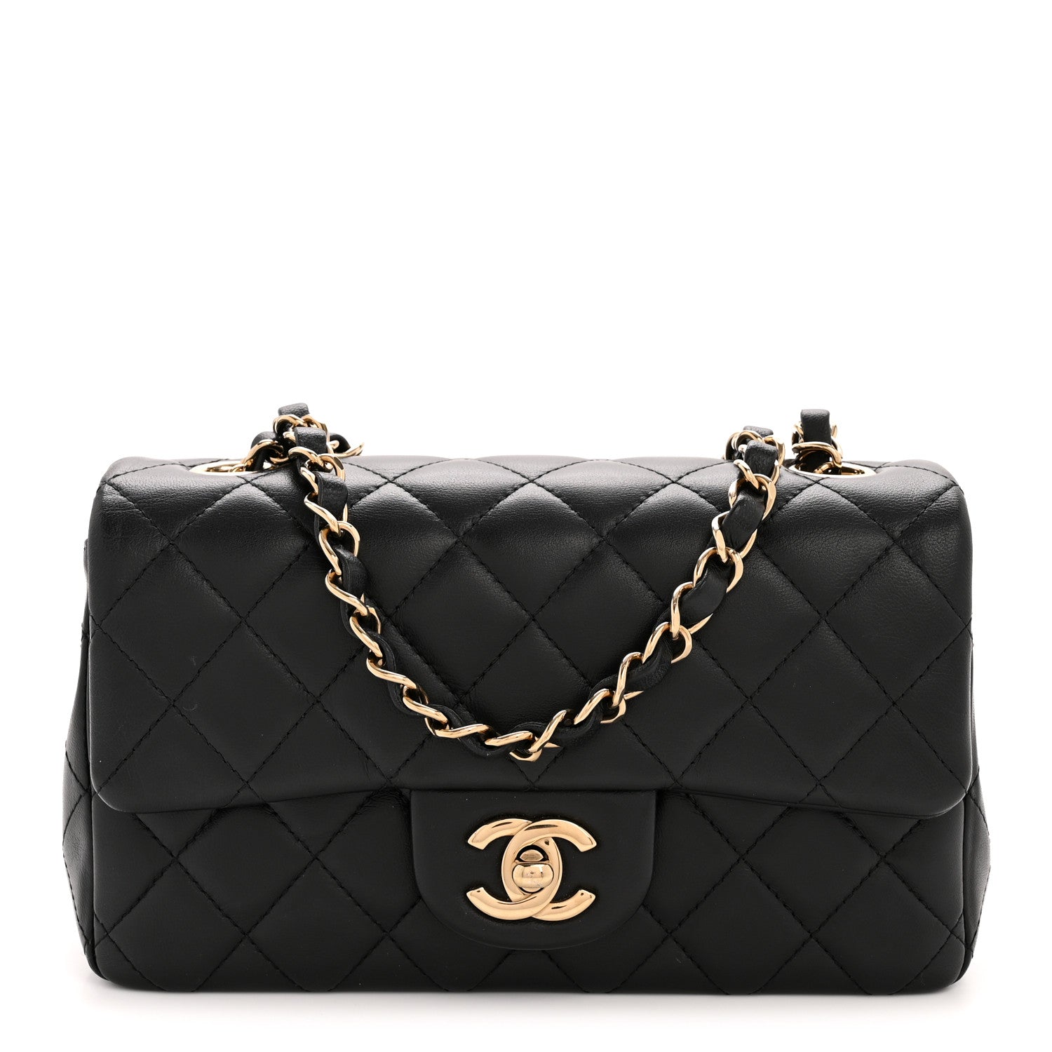 Chanel Lambskin Quilted Mini Rectangular Flap Black 1 of 12