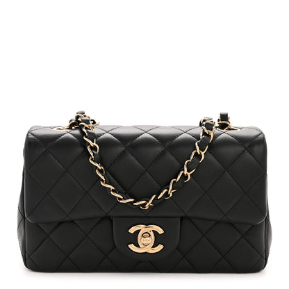 Chanel Lambskin Quilted Mini Rectangular Flap Black 1 of 12