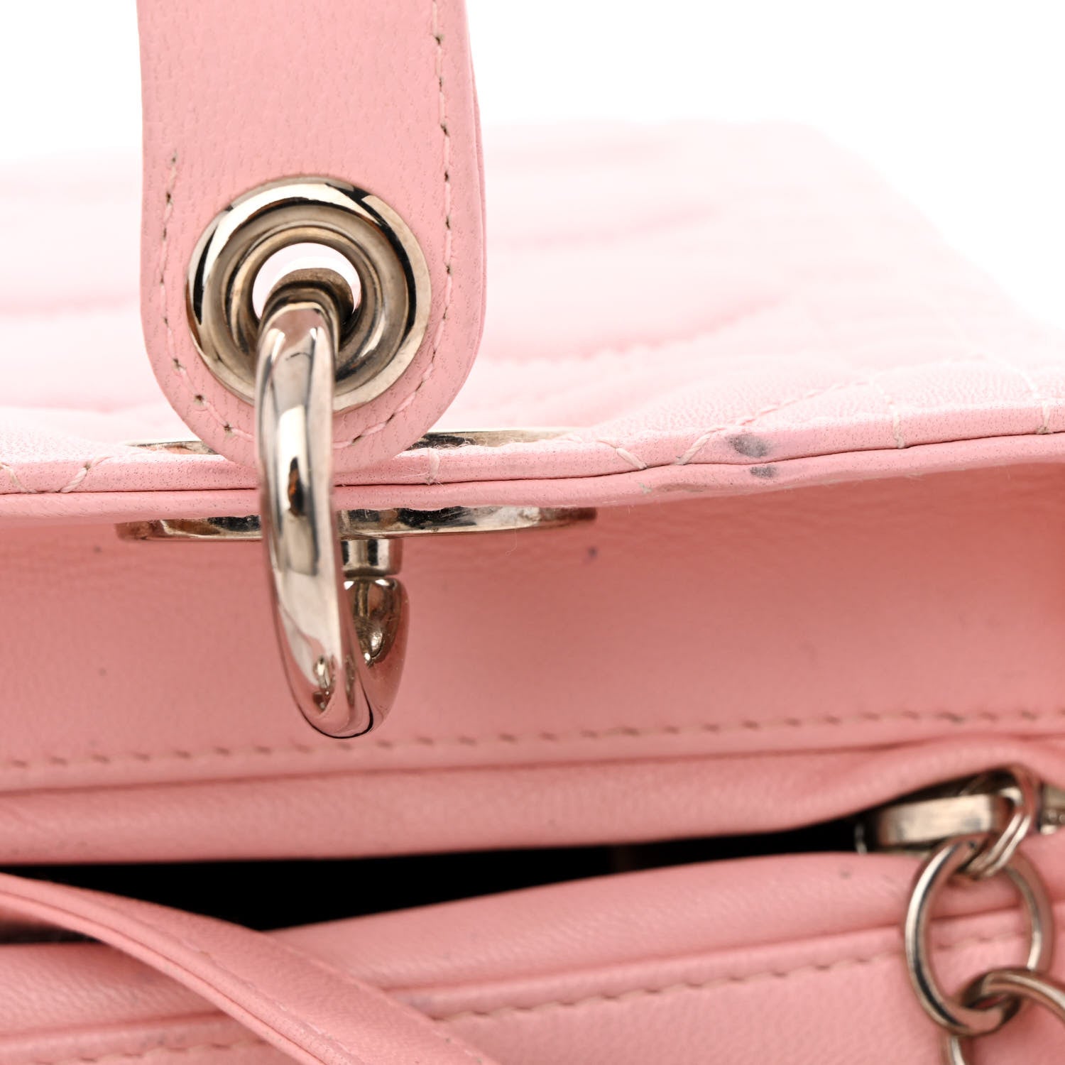 Christian Dior Lambskin Cannage Medium Lady Dior Rose Clair 13 of 14
