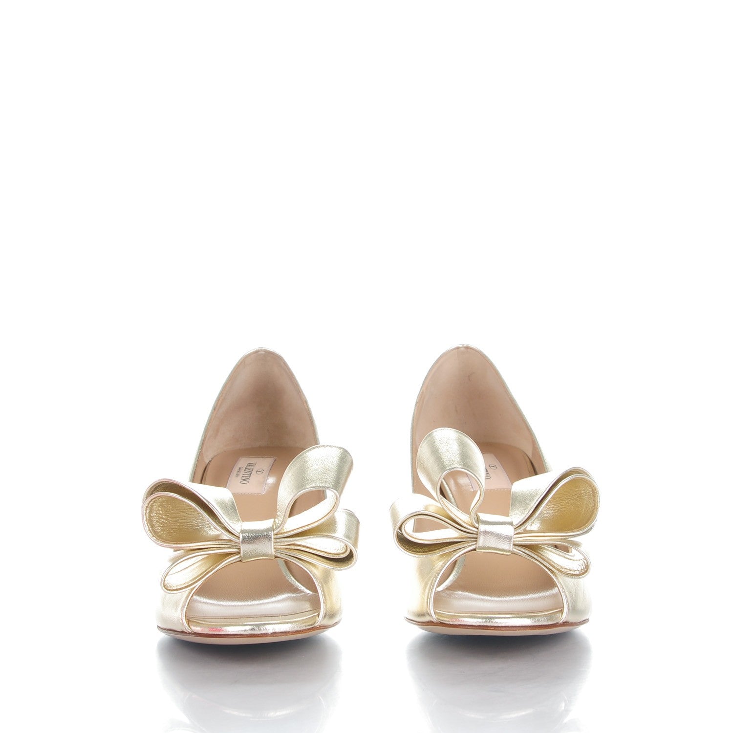 Valentino Garavani Metallic Nappa Couture Bow Low Heel Pumps 39 Platino 2 of 8