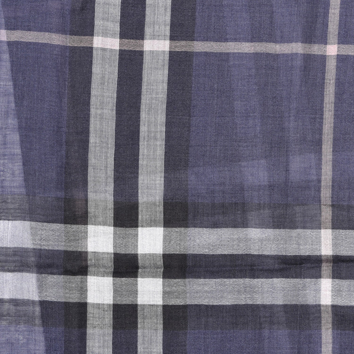 Burberry Wool Silk London Check Lightweight Scarf Navy 3 of 5