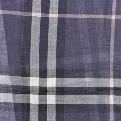Burberry Wool Silk London Check Lightweight Scarf Navy 3 of 5
