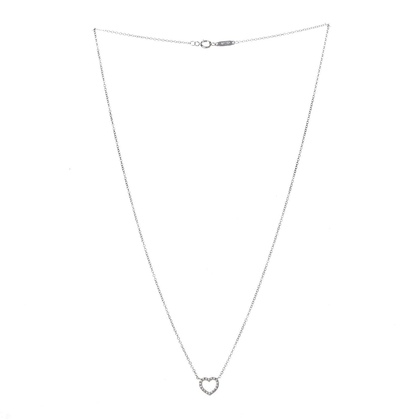 18K White Gold Diamond Metro Heart Pendant Necklace