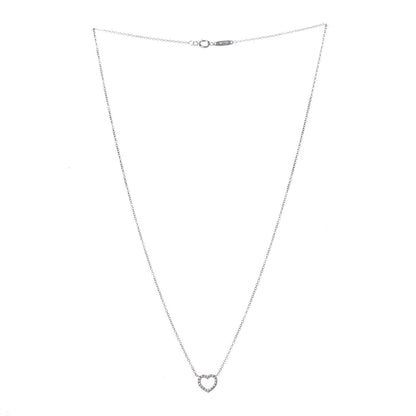 Tiffany 18K White Gold Diamond Metro Heart Pendant Necklace 3 of 7