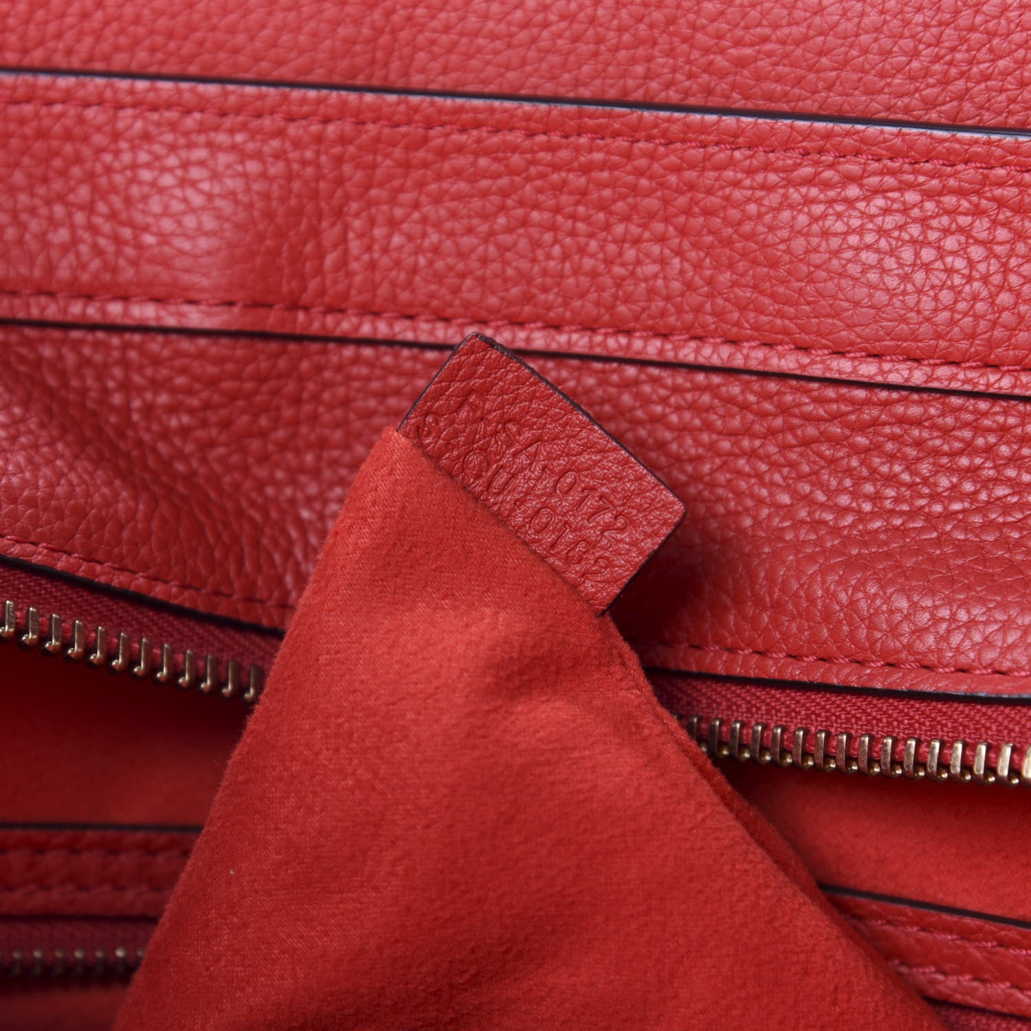 Celine Drummed Calfskin Mini Luggage Coquelicot 8 of 10