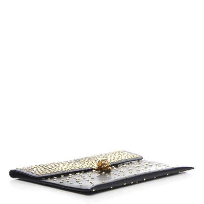 Alexander McQueen Calfskin Studded Skull Envelope Clutch Black 3 of 5