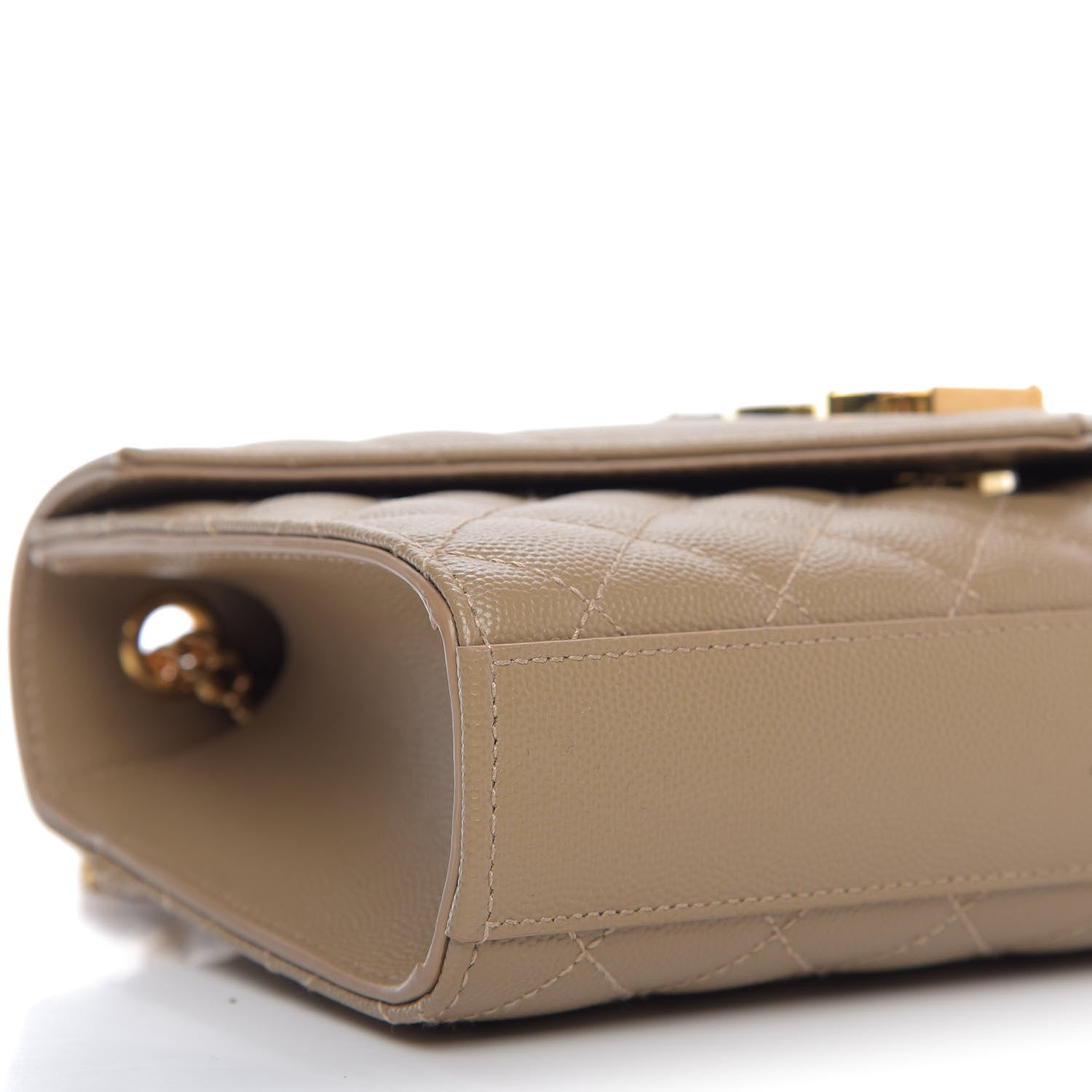 Saint Laurent Grain De Poudre Textured Mixed Matelasse Triquilt Small Monogram Satchel Dark Beige 6 of 8