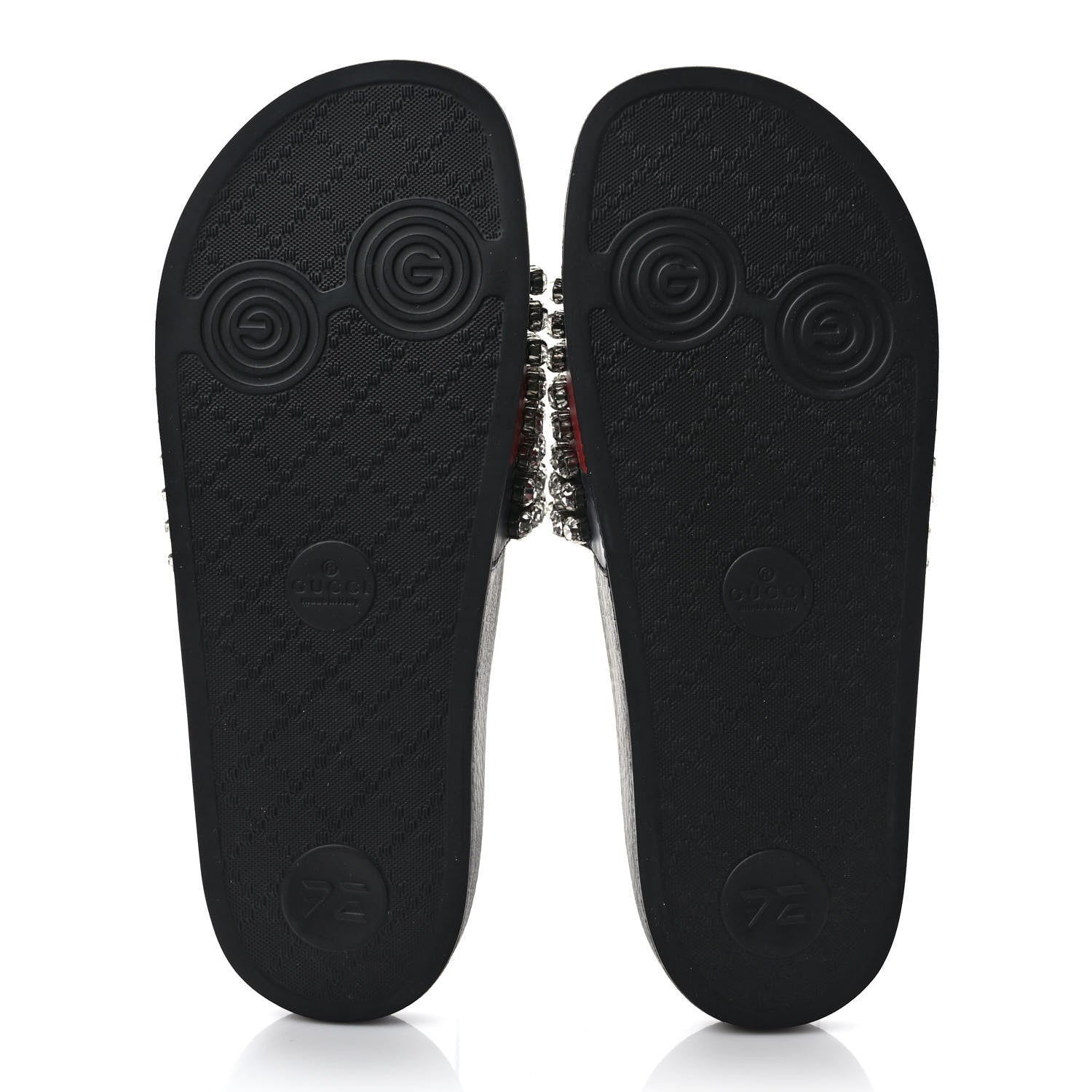 Gucci Calfskin Crystal Embellished Web Slide Sandals 41 Blue Red 5 of 7