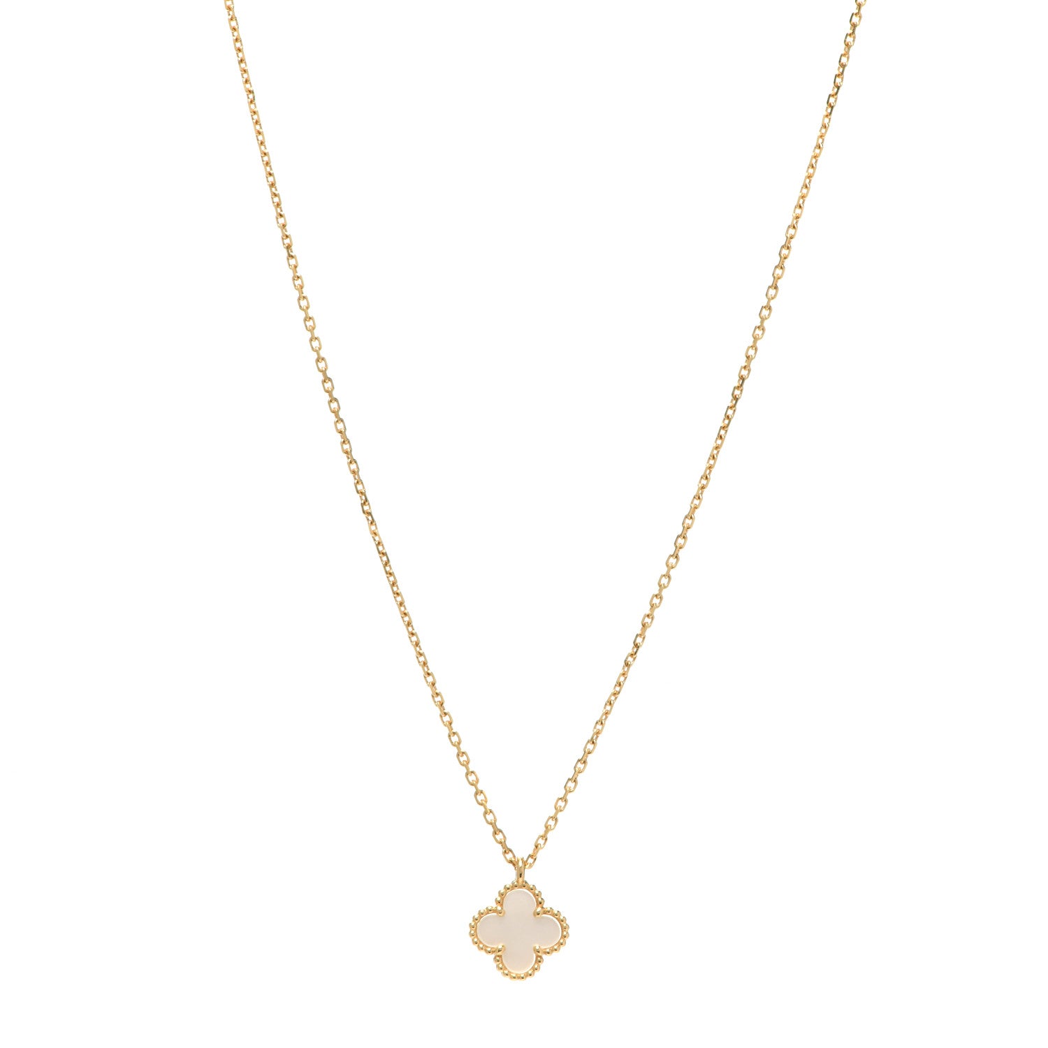 Van Cleef & Arpels 18K Yellow Gold Mother of Pearl Sweet Alhambra Pendant Necklace 1 of 5
