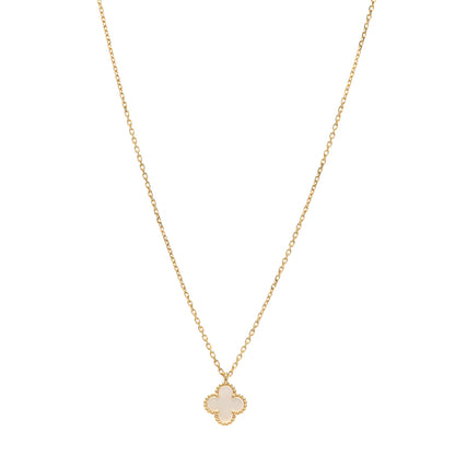 Van Cleef & Arpels 18K Yellow Gold Mother of Pearl Sweet Alhambra Pendant Necklace 1 of 5