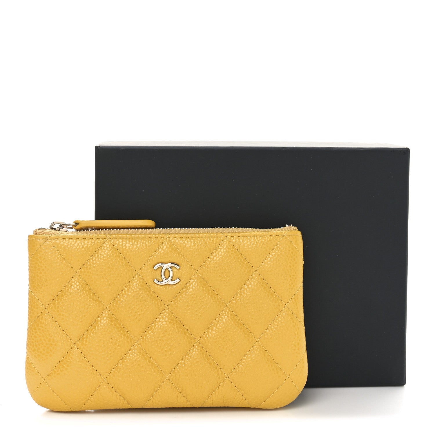 Chanel Iridescent Caviar Quilted Small Cosmetic Case Yellow 8 of 8