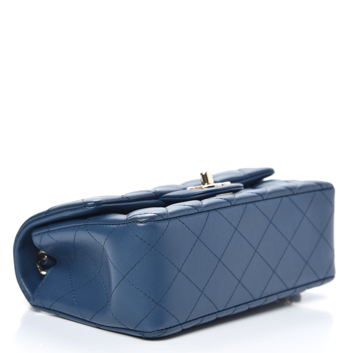 Lambskin Quilted Mini Rectangular Flap Blue