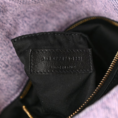 Saint Laurent Denim Quilted Small Loulou Puffer Monogram Chain Satchel Bleached Lilac 7 of 12