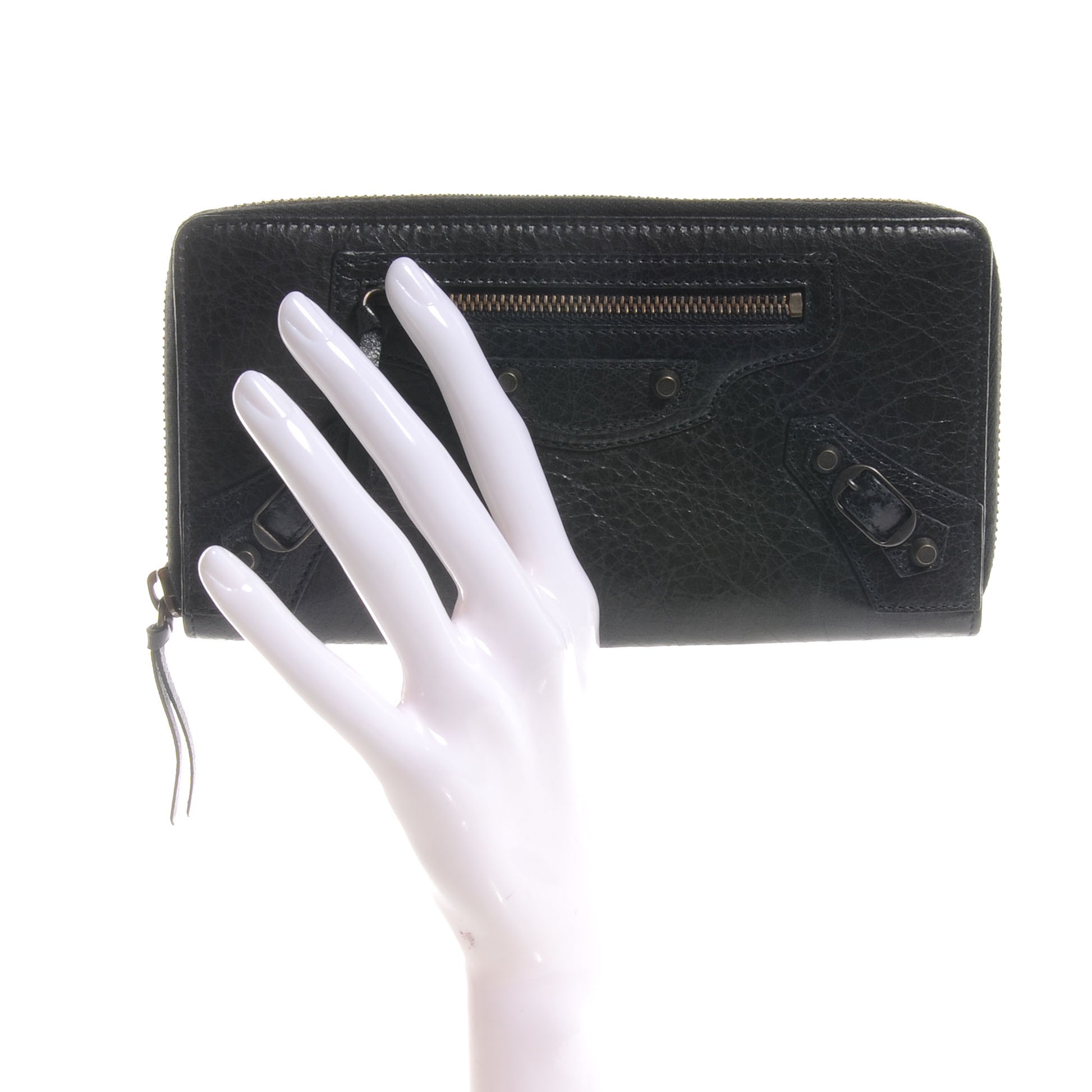 Balenciaga Arena Classic Hardware Continental Zip Around Wallet Black 2 of 7