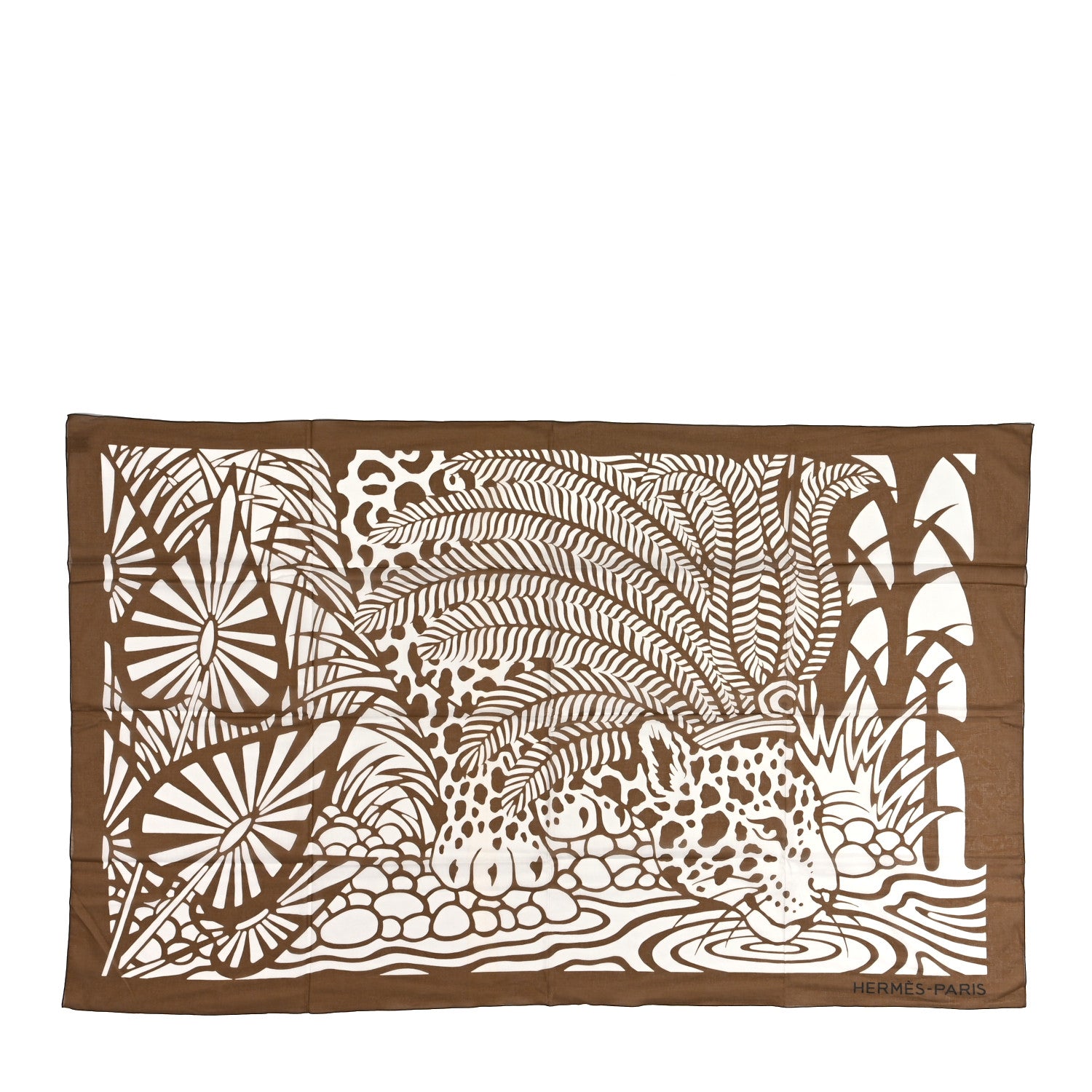 Hermes Cotton Jaguar Quetzal Beach Pareo Camel 1 of 3