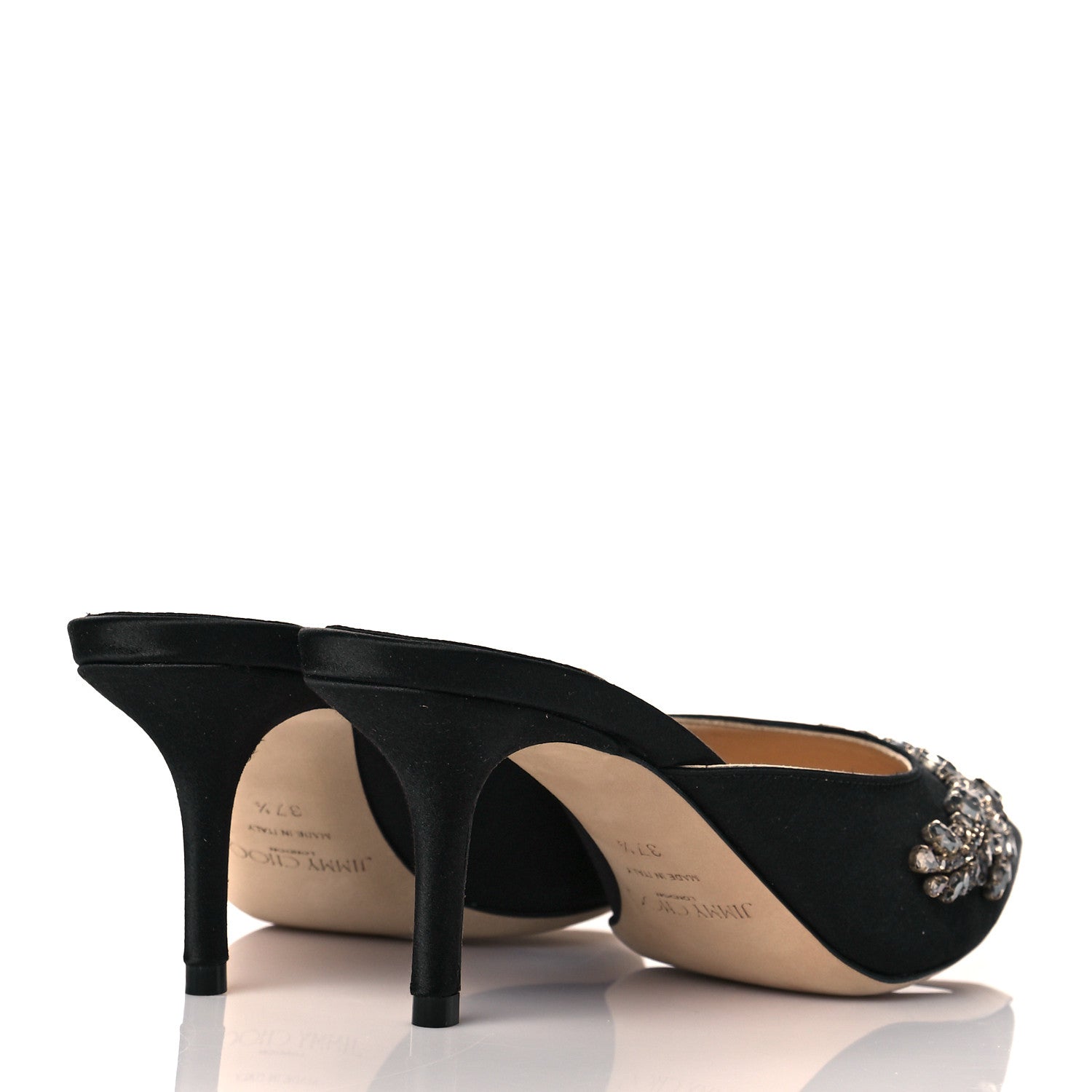 Jimmy Choo Satin Crystal Rav 65 Heels 37.5 Black 4 of 10