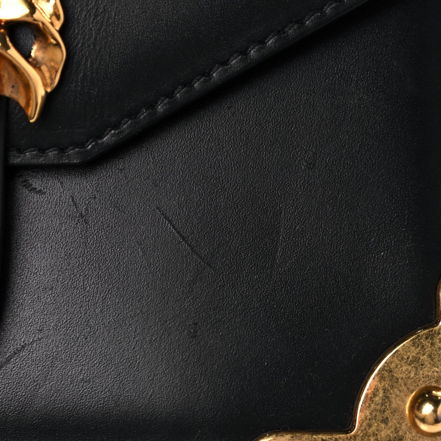 Antic Soft Saffiano Lions Head Cahier Shoulder Bag Black
