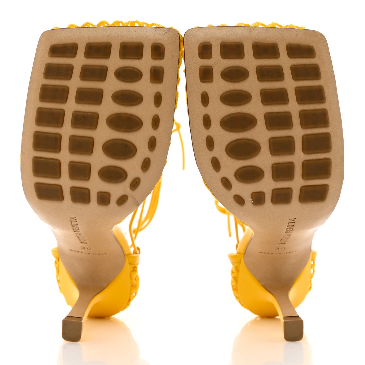 Mesh Nappa Stretch Ankle Tie Sandals 36 Egg Yolk