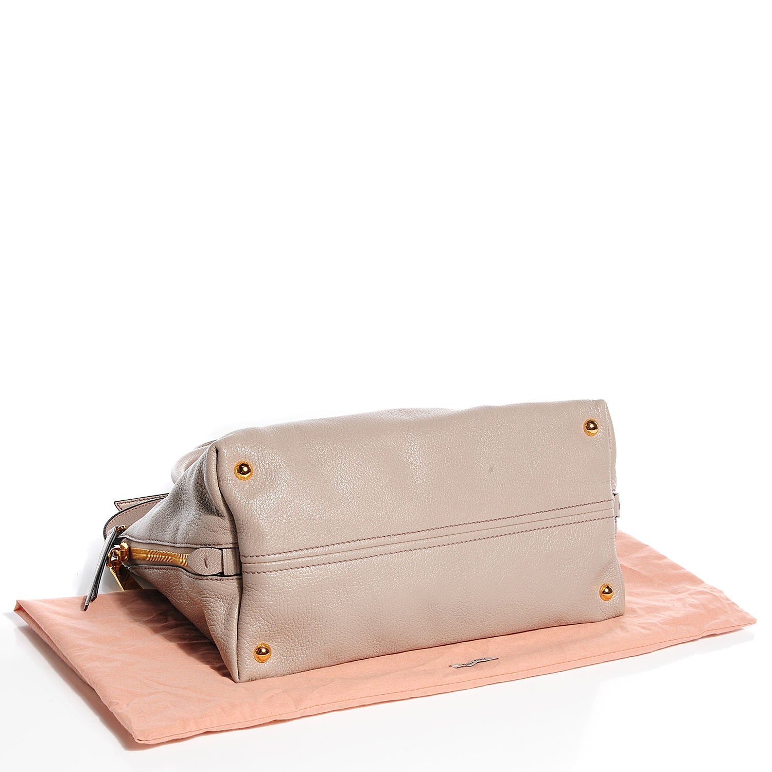 Miu Miu Goatskin Madras Top Handle Tote Pomice 6 of 11