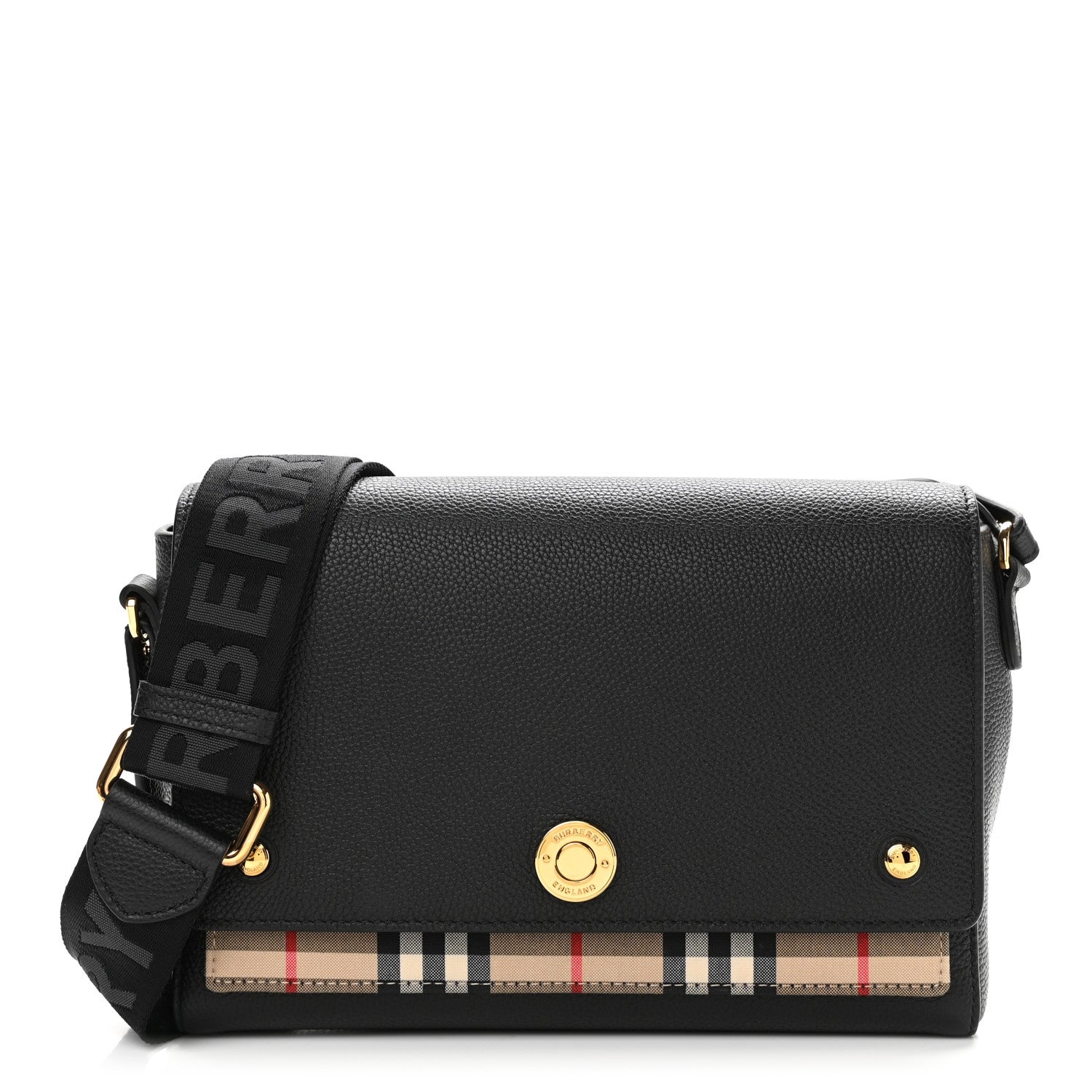 Burberry Grainy Calfskin Vintage Check Note Crossbody Bag Black 1 of 9