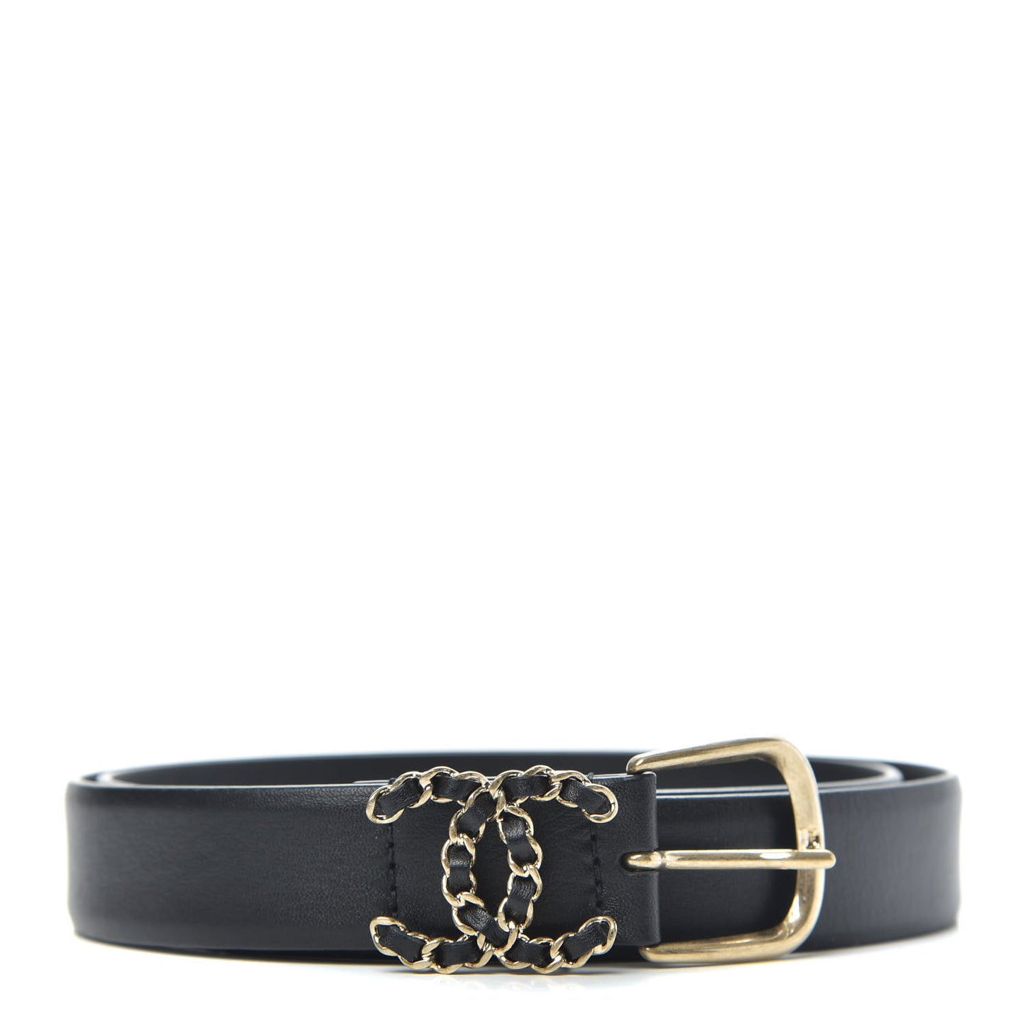 Calfskin CC Chain Belt 85 34 Black