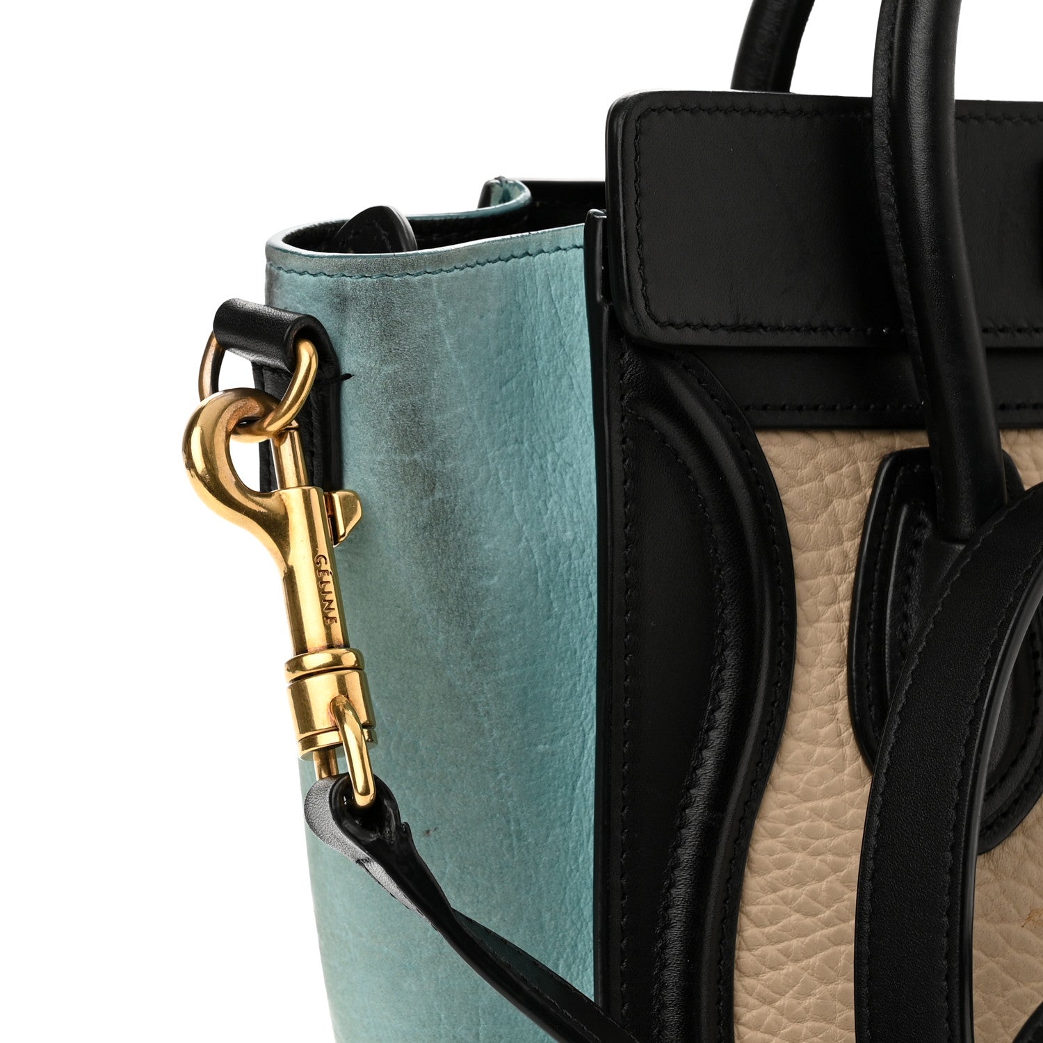 Celine Drummed Calfskin Nano Tri-Color Luggage Antarctic 11 of 15