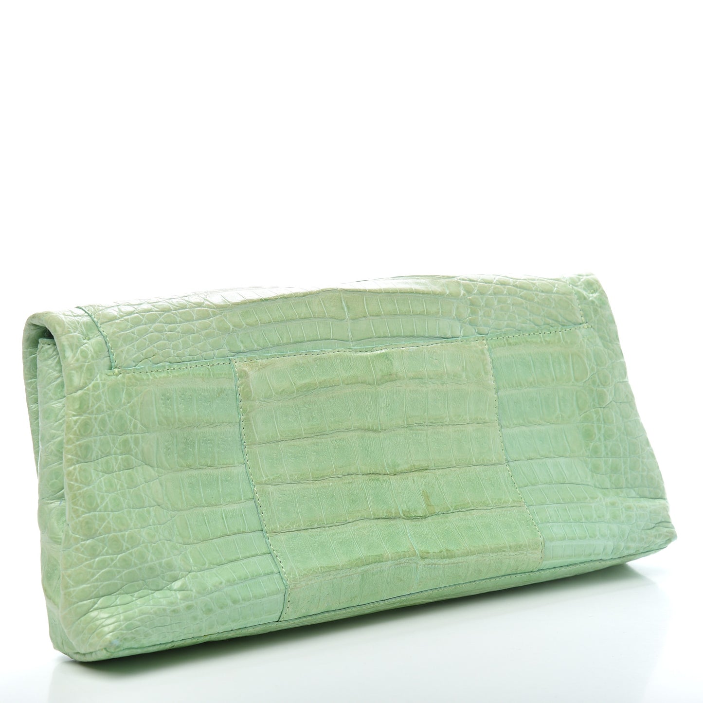 Crocodile Foldover Clutch Seafoam