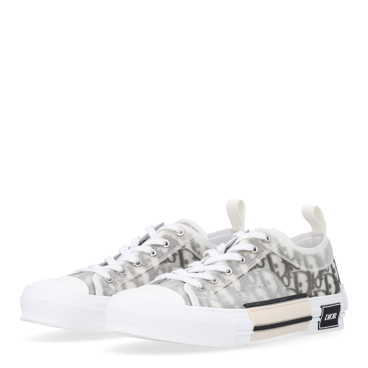 Christian Dior Technical Canvas Oblique Mens B23 Low Top Sneakers 42 White Black 4 of 11