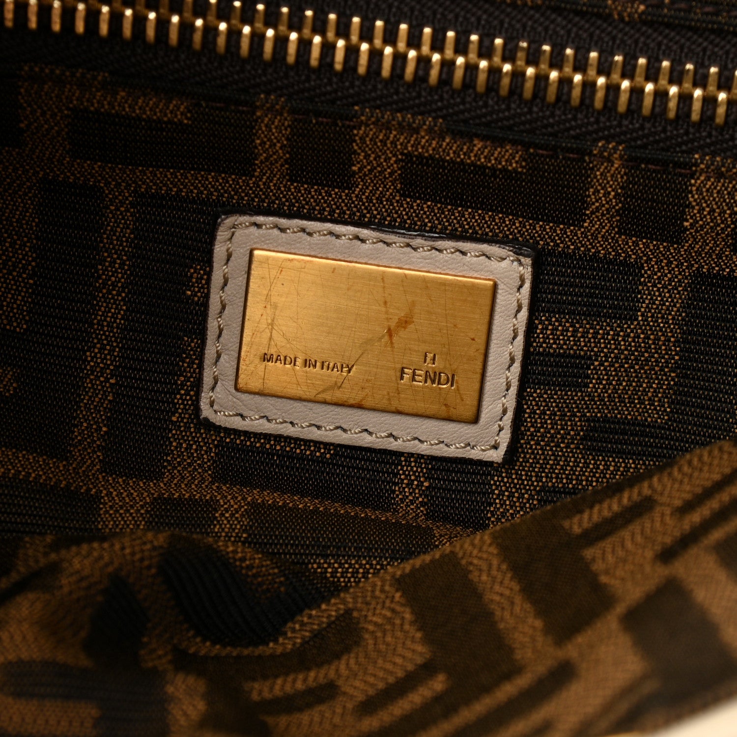 Fendi Goatskin Zucca Large Peekaboo Iconic Satchel Latte Tobacco Moro 7 of 10