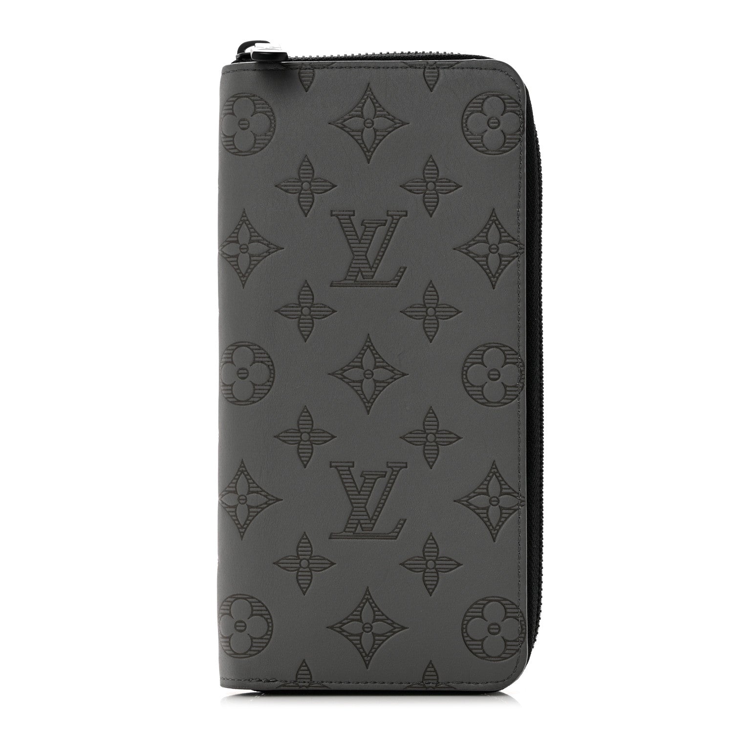 Louis Vuitton Calfskin Monogram Shadow Vertical Zippy Wallet Anthracite Gray 1 of 8