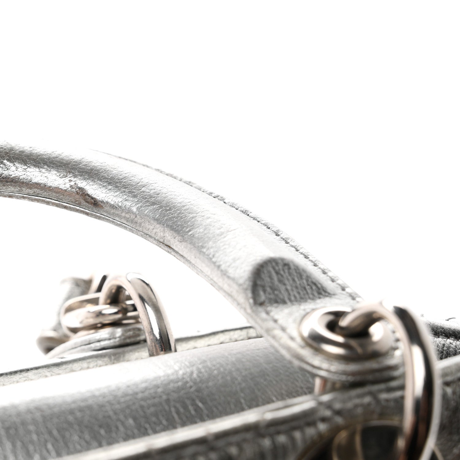 Christian Dior Metallic Grained Calfskin Cannage Small Lucky Badges My Lady Dior Silver 11 of 12