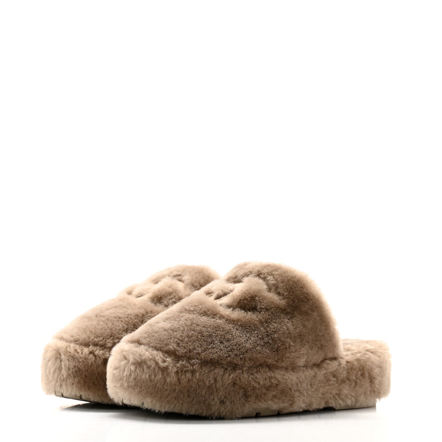 Chanel Shearling Lambskin CC Flat Mules 36 Beige 4 of 16