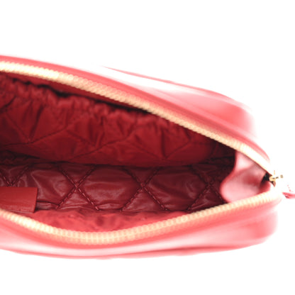 Chanel Lambskin Quilted Small Curvy Pouch Cosmetic Case Red 6 of 10