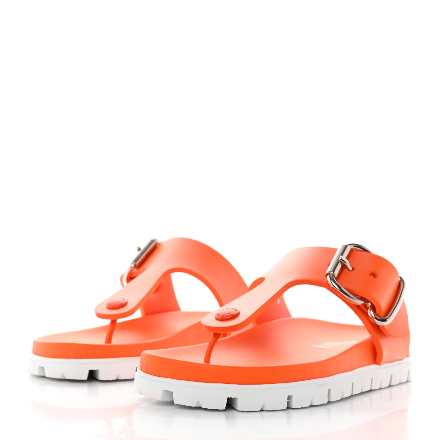 EVA Rubber Buckled Lug Sole 20mm Thong Sandals 35 Papaya
