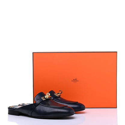 Hermes Goatskin Oz Mules 35 Bleu Indigo 10 of 10