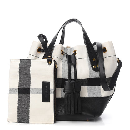 Burberry Canvas House Check Small Bucket Black White 1 of 12