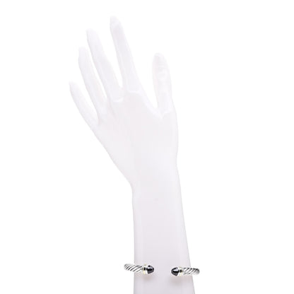 David Yurman Sterling Silver 14K Yellow Gold Garnet 7mm Cable Classics Bracelet 2 of 6
