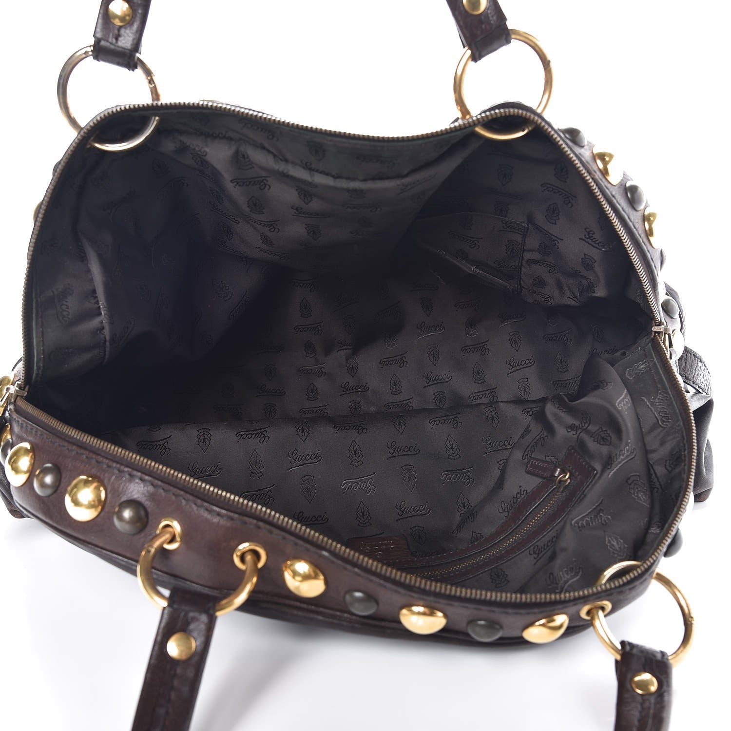 Gucci Calfskin Large Babouska Dome Satchel Dark Brown 5 of 13