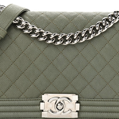 Chanel Caviar Quilted Medium Boy Flap Green 8 of 11