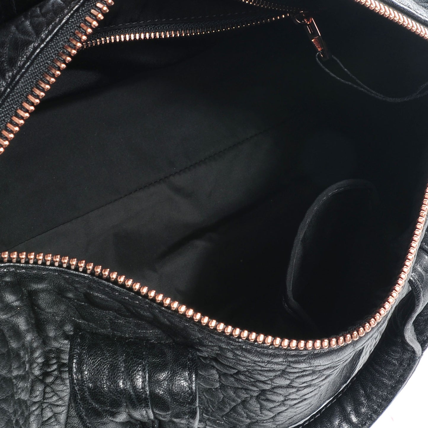 Pebbled Leather Rocco Black w Rose Gold Hardware