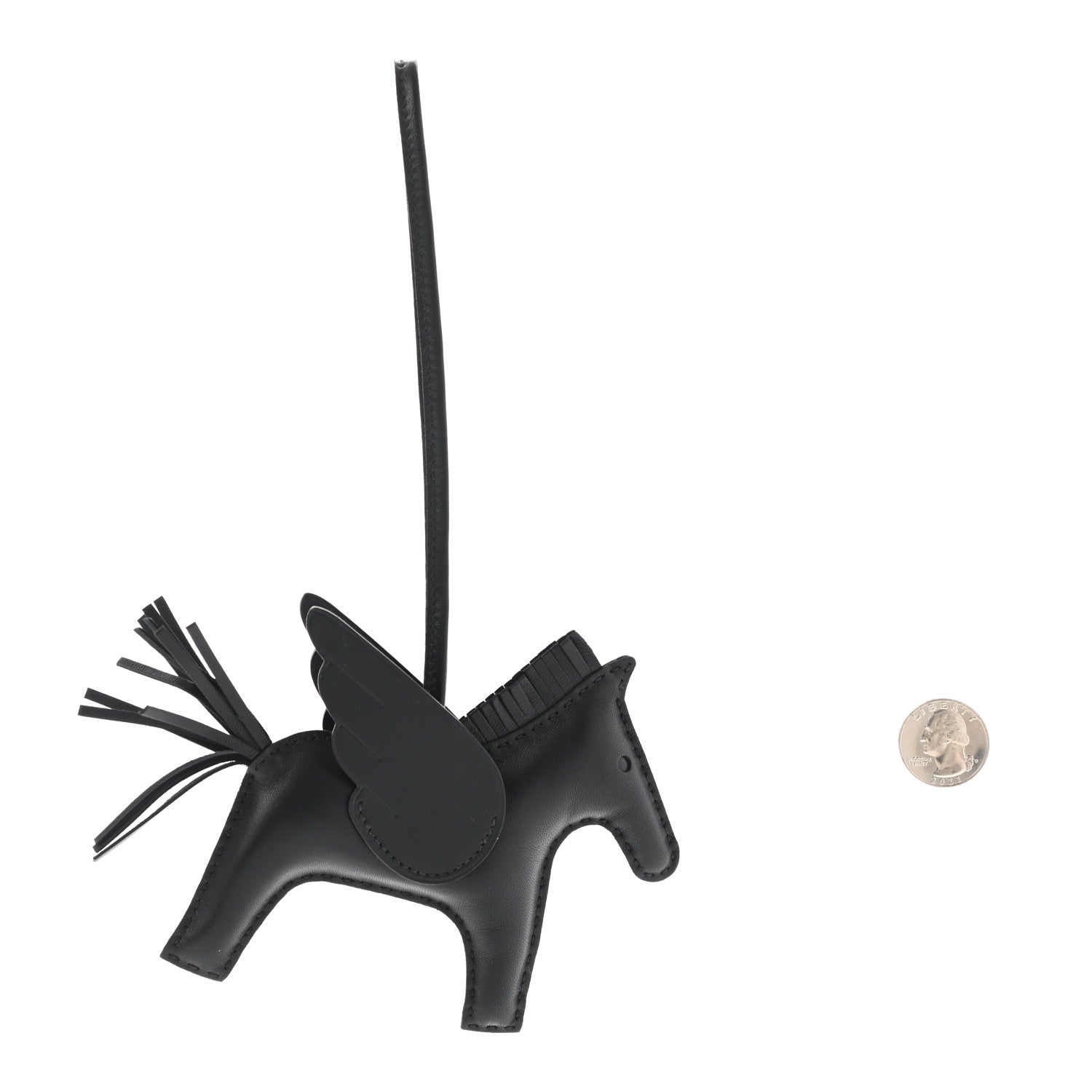 Hermes Milo Lambskin Grigri Rodeo Pegase Horse Bag Charm MM So Black 2 of 4