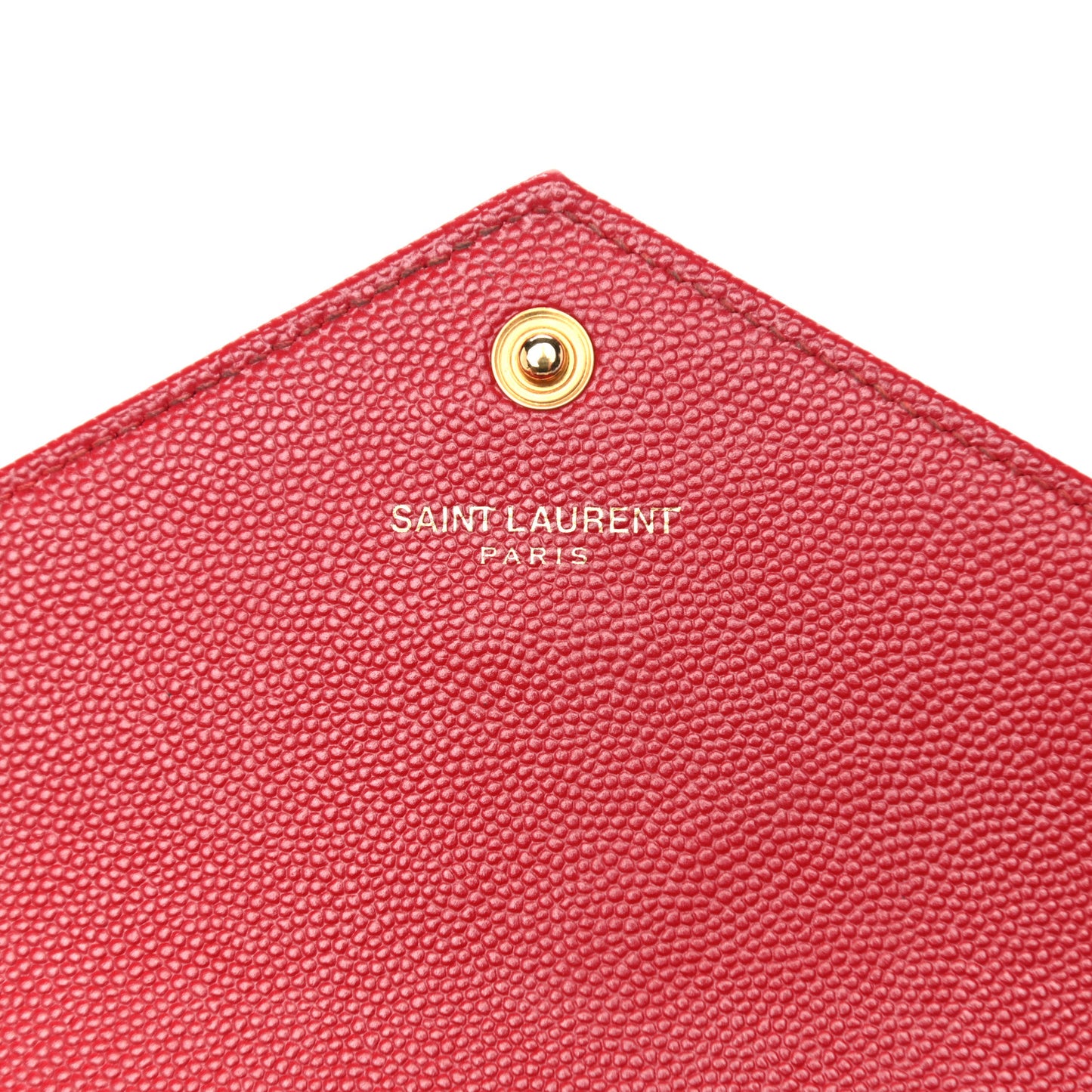 Grain De Poudre Matelasse Chevron Monogram Envelope Chain Wallet New Red
